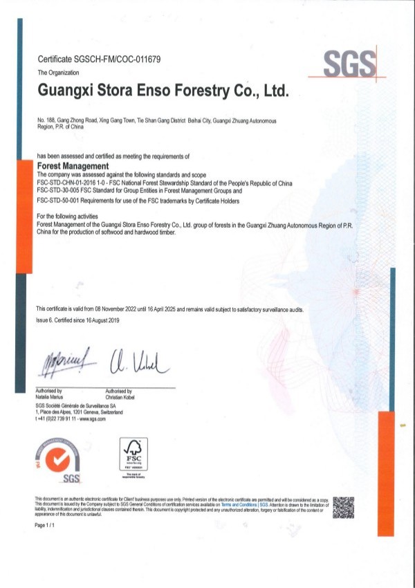 SGS & FSC CoC Certificate